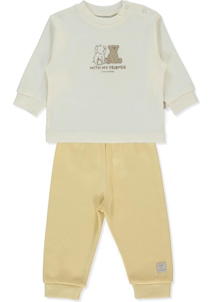 Organik Interlok Patiksiz Pijama Takımı 2li (Organıc Fun Moment) Sarı