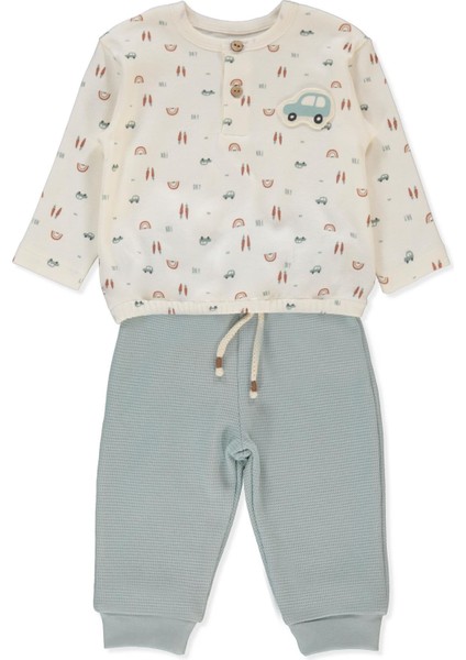 Interlok Patiksiz Pijama Takımı 2li (Wooden Car) Mint