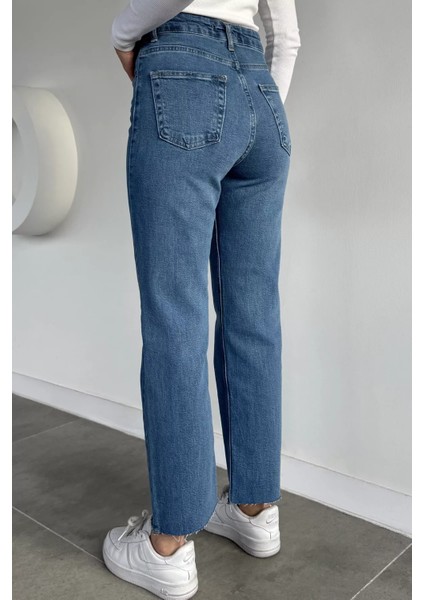 Kadın Yüksek Bel Kesik Paça Jean Kot Pantolon P-00019651 modelleri