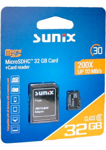 Hafıza Kartı 32 GB 200X Up To Mb/s Class 10 Microshdc