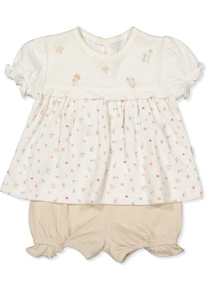 Organik Süprem Double Patiksiz Pijama Takım 2li (Organıc My Mushroom) Bej