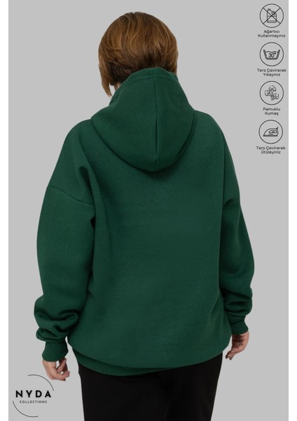 Oversize Penye Pamuk Unisex Hoodie Uzun Kollu Grinch Yılbaşı Baskılı Kapüşonlu Şardonlu Sweatshirt Nyda Collections fırsatları
