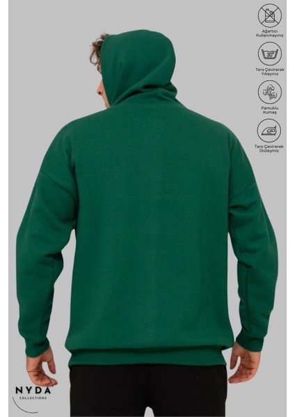 Oversize Penye Pamuk Unisex Hoodie Uzun Kollu Grinch Yılbaşı Baskılı Kapüşonlu Şardonlu Sweatshirt Nyda Collections indirimleri