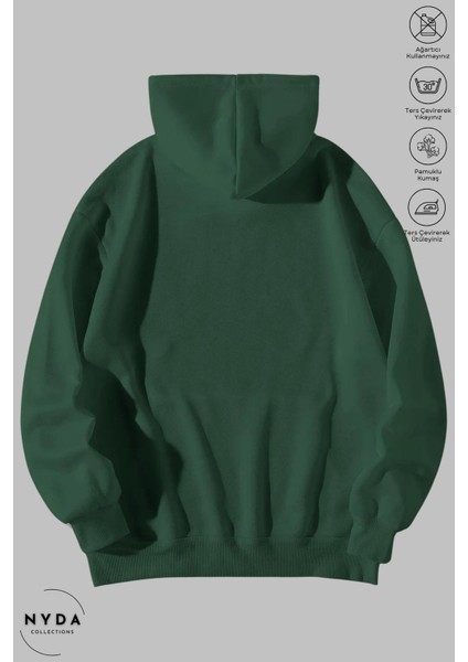 Oversize Penye Pamuk Unisex Hoodie Uzun Kollu Grinch Yılbaşı Baskılı Kapüşonlu Şardonlu Sweatshirt Nyda Collections