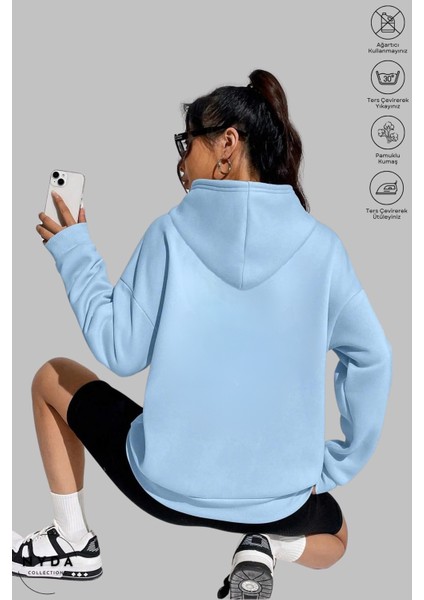 Oversize Penye Pamuk Unisex Hoodie Uzun Kollu Grinch Yılbaşı Baskılı Kapüşonlu Şardonlu Sweatshirt Nyda Collections fırsatları