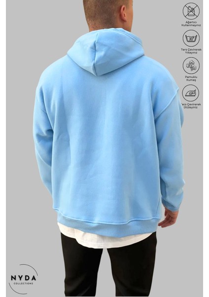 Oversize Penye Pamuk Unisex Hoodie Uzun Kollu Grinch Yılbaşı Baskılı Kapüşonlu Şardonlu Sweatshirt Nyda Collections indirimleri