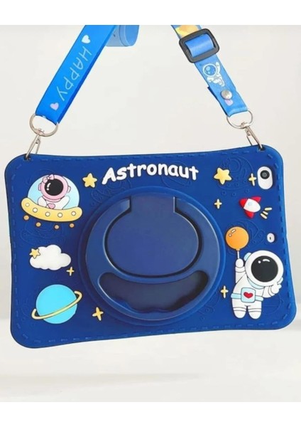 Astronot Karakterli Dayanıklı Çocuk Tablet Kılıfı Standlı Eğlenceli Koruyucu Kapak