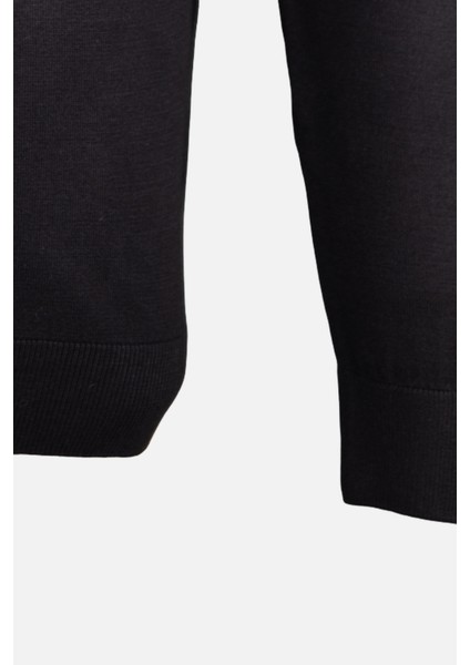 Erkek Bisiklet Yaka Triko Ikazak Pamuk Kaşmir Slim Fit Siyah modelleri