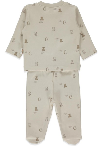 Organik Interlok Patikli Pijama Takımı 2li (Organıc Fun Moment) Bej fiyatları