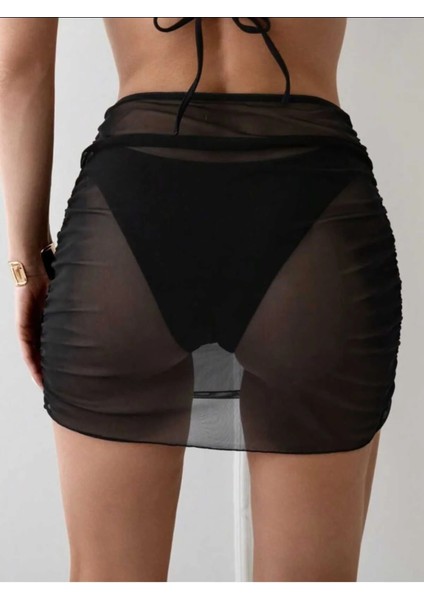 Beli Lastikli Büzgülü Bikini Üstü Plaj Tül Etek fiyatları