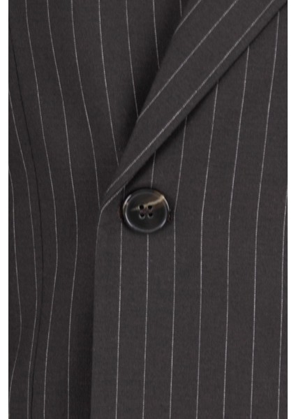 Erkek Kruvaze Takım Elbise Çizgili Kırlangıç Yaka Çift Yırtmaç Modern Fit Acı Kahve