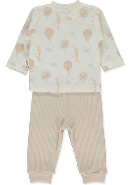 Organik Raporlu Kaşkorse Patiksiz Pijama Takımı 2li (Organıc Born Wıth Love) Bej fiyatları