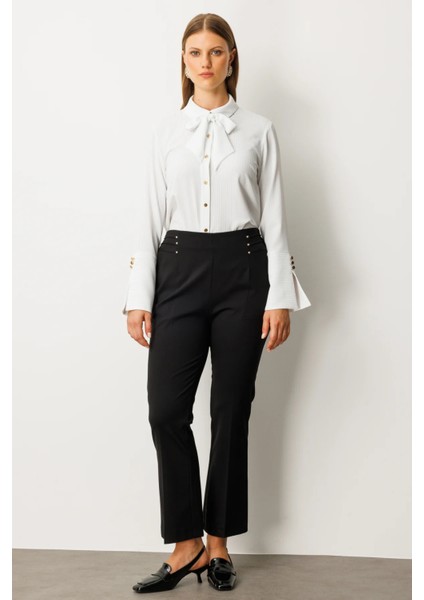 Beli Lastikli Boncuk Detaylı Pantolon