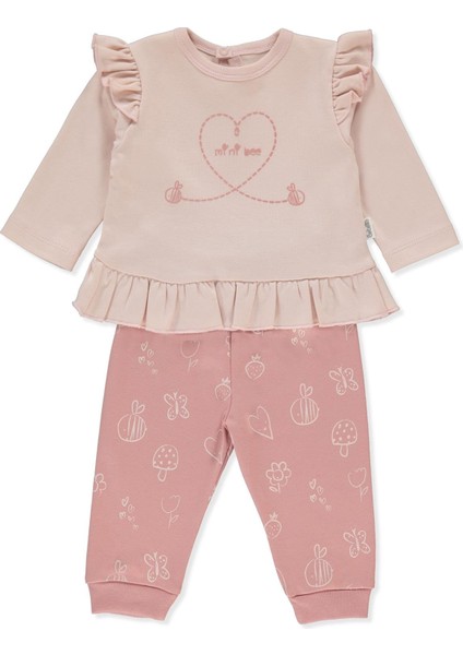 Interlok Patiksiz Pijama Takımı 2li (Mını Bee) Somon