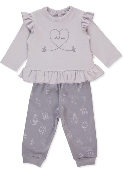 Interlok Patiksiz Pijama Takımı 2li (Mını Bee) Lila