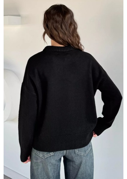 Kadın Bisiklet Yaka Fular Aksesuarlı Triko Kazak P-00019403 fırsatları