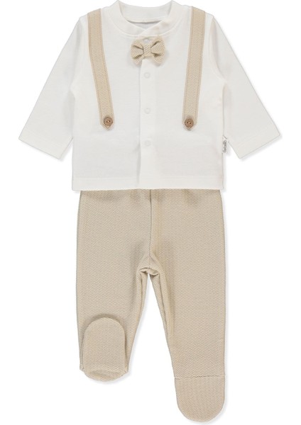 Jakarlı Iki Ip Patikli Pijama Takımı 2li (Baby Kıng/25) Bej