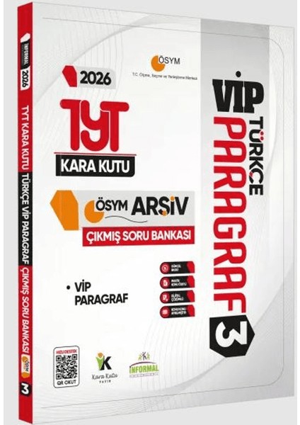 2026 Yks - Tyt Türkçenin Kara Kutusu Paragraf 3 Vip Ösym Çıkmış Soru Havuzu Bankası Dijital Çözümlü