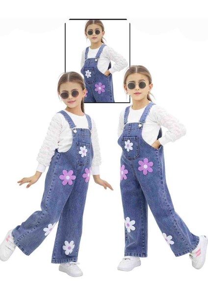 Kız Çocuk Slupet Takımı Alt Badi Üst Yumuşak Kot Slopet Pamuk Kumaş ve Esnek