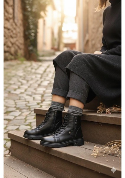 1180 Rahat Sıcak Astar Kaymaz Taban Yumuşak Hakiki Deri Kadın Bot