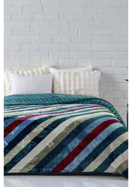 Lora 3 kg Embos Baskılı Battaniye Çift Kişilik Kalın Yumuşak 220X240 cm Turkuaz Mavi