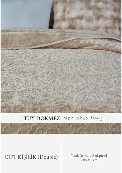 Maya 3 kg Embos Baskılı Battaniye Çift Kişilik Kalın Yumuşak 220X240 cm Bej fiyatları