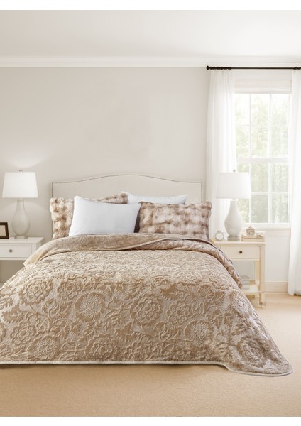 Maya 3 kg Embos Baskılı Battaniye Çift Kişilik Kalın Yumuşak 220X240 cm Bej indirimleri