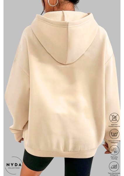 Oversize Penye Pamuk Unisex Hoodie Uzun Kollu Grinch Yılbaşı Baskılı Kapüşonlu Şardonlu Sweatshirt Nyda Collections