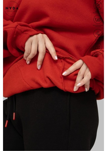 Oversize Penye Pamuk Unisex Hoodie Uzun Kollu Grinch Yılbaşı Baskılı Kapüşonlu Şardonlu Sweatshirt Nyda Collections indirimleri