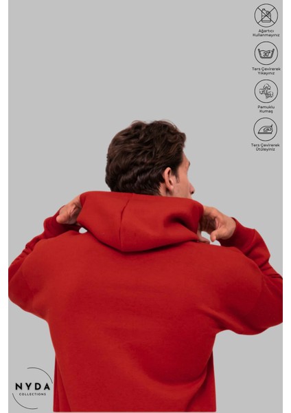 Oversize Penye Pamuk Unisex Hoodie Uzun Kollu Grinch Yılbaşı Baskılı Kapüşonlu Şardonlu Sweatshirt Nyda Collections