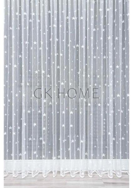 Lüks Tül Perde Yıldız Desenli Çocuk Odası Tülü Sık Pile Beyaz Renk modelleri