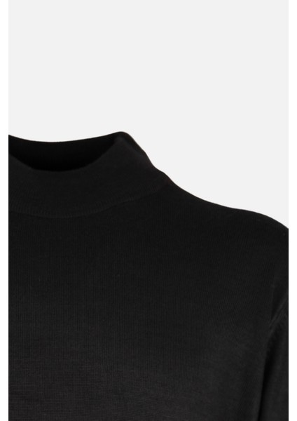 Erkek Yarım Balıkçı Yaka Triko Kazak Slim Fit Yün Siyah fiyatları