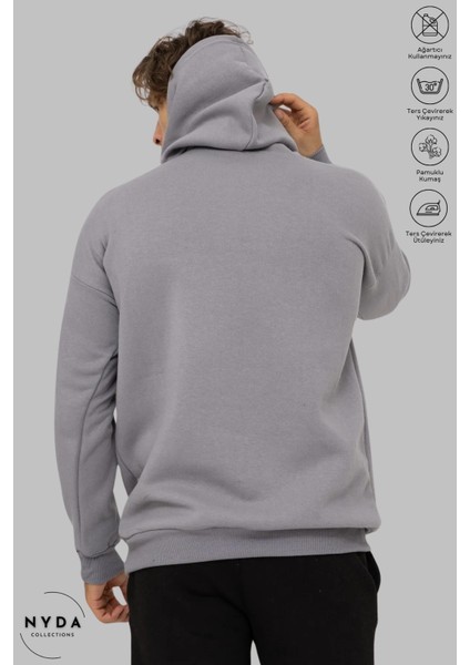 Oversize Penye Pamuk Unisex Hoodie Uzun Kollu Grinch Yılbaşı Baskılı Kapüşonlu Şardonlu Sweatshirt Nyda Collections fırsatları