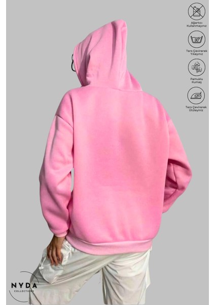 Oversize Penye Pamuk Unisex Hoodie Uzun Kollu Grinch Yılbaşı Baskılı Kapüşonlu Şardonlu Sweatshirt Nyda Collections modelleri