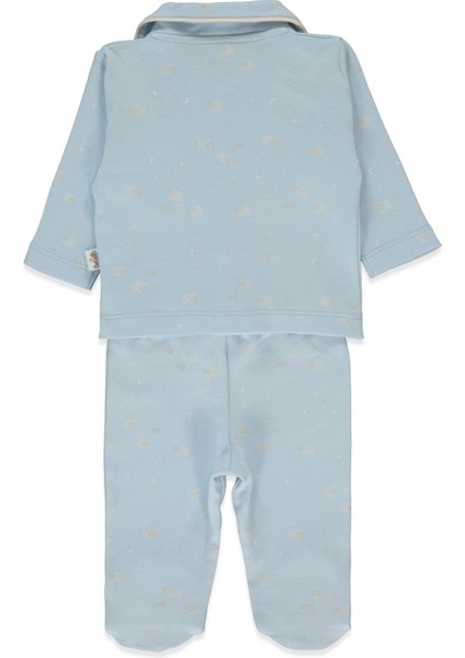 Organik Interlok Patikli Pijama Takımı 2li (Organıc Sleepy Sheepy) Mavi fiyatları