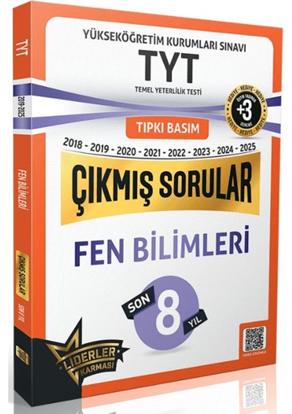 Tyt Fen Bilimleri Son 8 Yıl Çıkmış Sorular +3 Ösym Benzer Deneme Hediyeli (2018-2025)