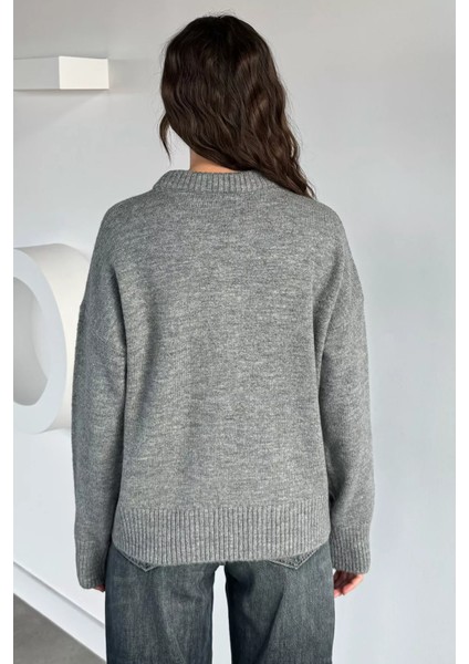 Kadın Bisiklet Yaka Fular Aksesuarlı Triko Kazak P-00019403 fırsatları