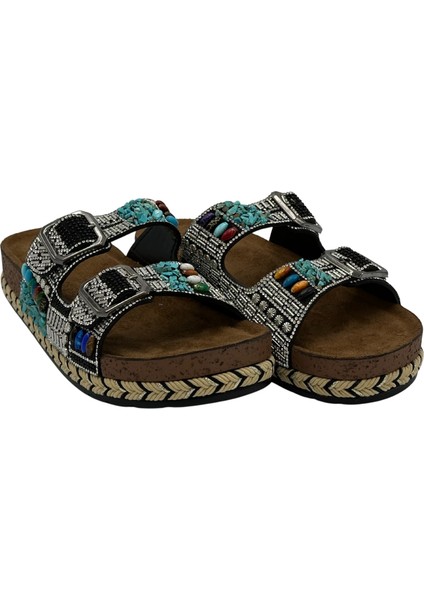 Anatomik Rahat Taşlı Boncuklu Kadın Terlik