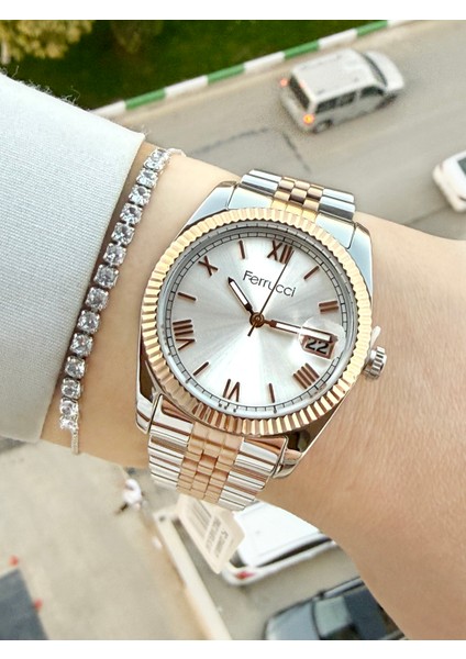 Büyük Rolex Kasa Takvimli Kadın Kol Saati ve Bileklik