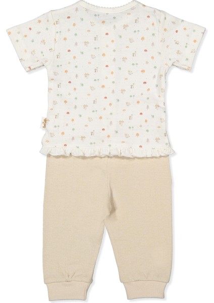 Organik Süprem Double Patiksiz Mini Pijama Takımı 2li (Organıc My Mushroom) Bej fiyatları
