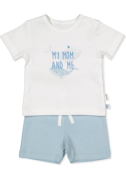 Interlok Şortlu Pijama Takımı 2li (Whales) Mavi