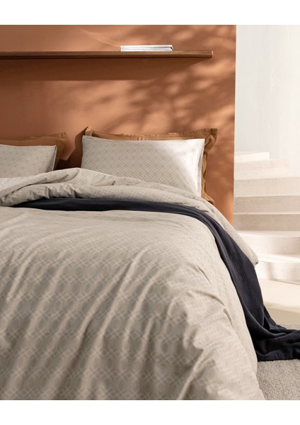 Onille Tek Kişilik Pamuklu Baskılı Nevresim Takımı - Bej modelleri