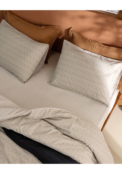 Onille Tek Kişilik Pamuklu Baskılı Nevresim Takımı - Bej fırsatları