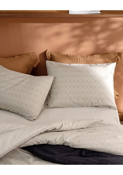 Onille Tek Kişilik Pamuklu Baskılı Nevresim Takımı - Bej