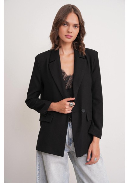 4516 Kadın Bezayağı Blazer Ceket Siyah