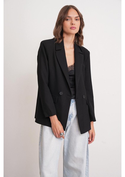 4516 Kadın Bezayağı Blazer Ceket Siyah modelleri