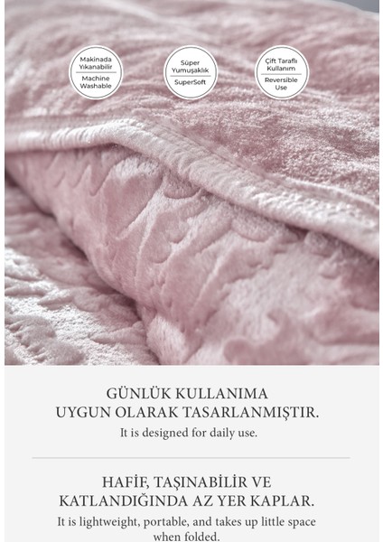 Maya 3 kg Embos Baskılı Battaniye Çift Kişilik Kalın Yumuşak 220X240 cm Pudra modelleri
