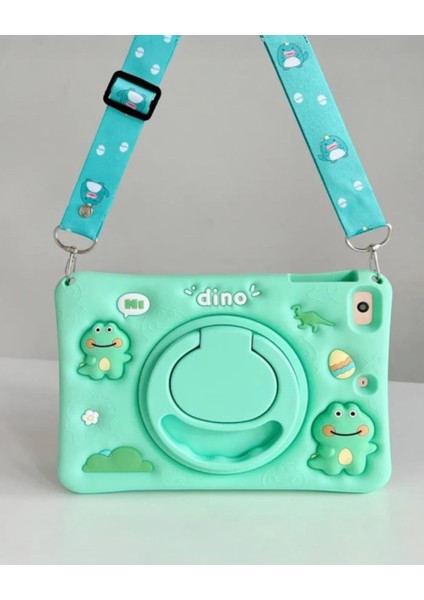 Dino Karakterli Dayanıklı Çocuk Tablet Kılıfı Standlı Eğlenceli Koruyucu Kapak