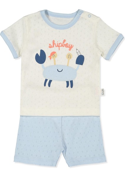 Ajurlu Şortlu 2li Takım (Shıp Boy) Mavi