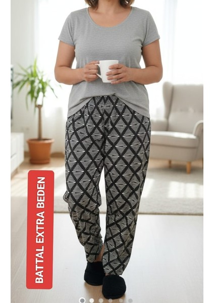 Kadın Bayan Büyük Battal Extra Turbo Jumbo Beden Viskon Süet Penye Kumaş 2 Yan Cep Pantolon Eşofman Altı Pijama Altı 150 Kilograma Kadar Olur Bol Likralı Esneyen Kumaş Bel Lastikli Süs Bagcıklı